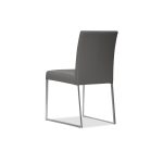 TATE Smoke Grey Leatherette Dining Chairs Brushed Steel 10 TATE Smoke Grey Leatherette Dining Chairs Brushed Steel