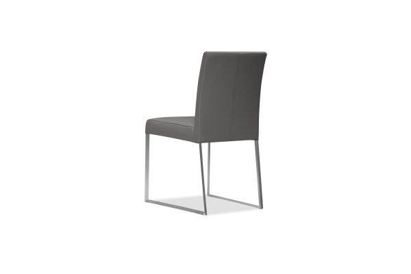TATE Smoke Grey Leatherette Dining Chairs Brushed Steel 3 2