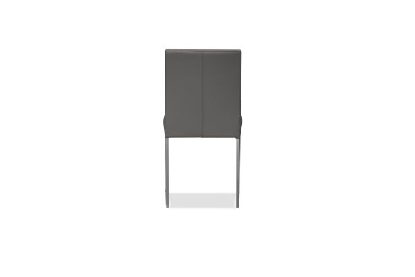 TATE Smoke Grey Leatherette Dining Chairs Brushed Steel 4 2