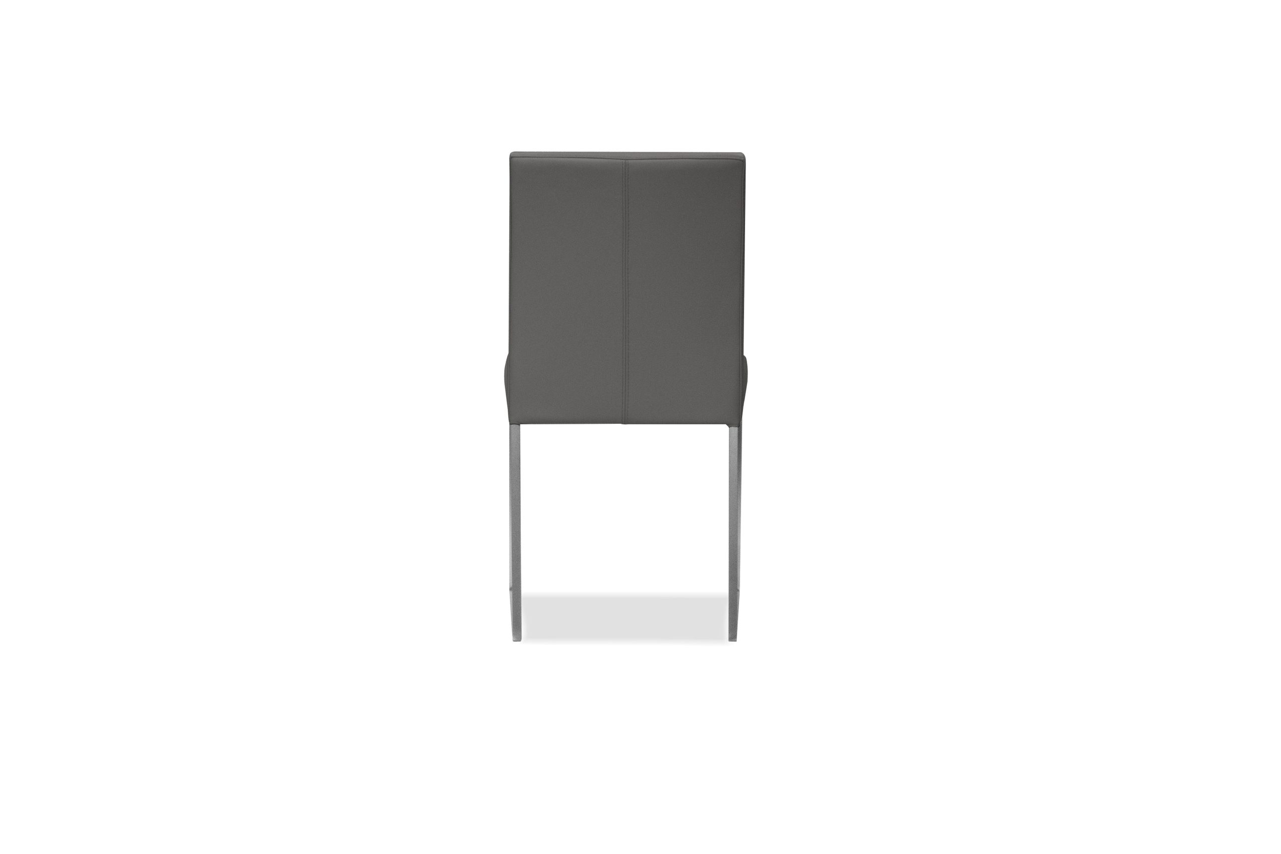 TATE Smoke Grey Leatherette Dining Chairs Brushed Steel 5 TATE Smoke Grey Leatherette Dining Chairs Brushed Steel - Image 5