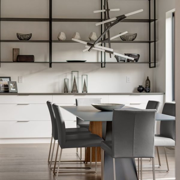 TATE Smoke Grey Leatherette Dining Chairs Brushed Steel 5 2