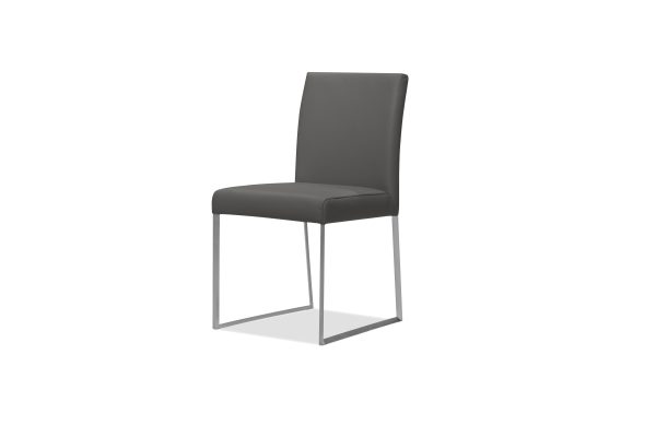 TATE Smoke Grey Leatherette Dining Chairs Brushed Steel 7