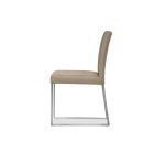 TATE Wheat Leather Dining Chair Brushed Steel Base 8 TATE Wheat Leather Dining Chair Brushed Steel Base