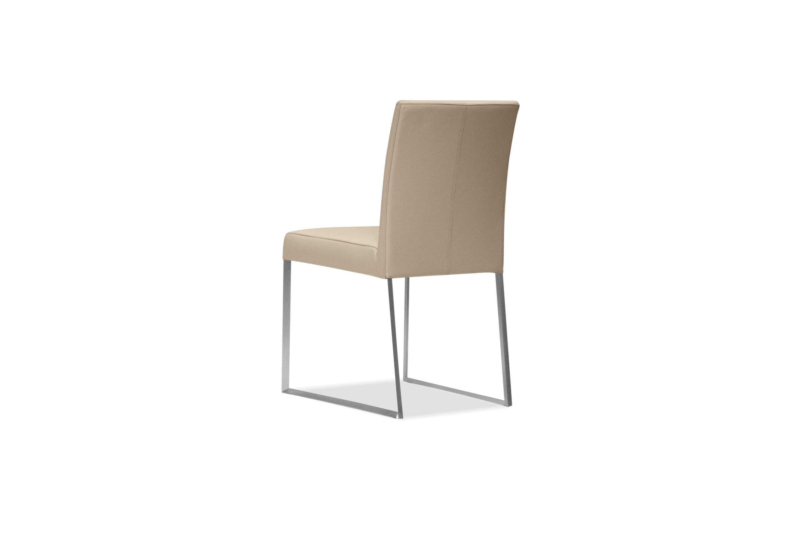 TATE Wheat Leather Dining Chair Brushed Steel Base 4 TATE Wheat Leather Dining Chair Brushed Steel Base - Image 4