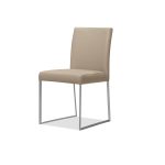 TATE Wheat Leather Dining Chair Brushed Steel Base 6 TATE Wheat Leather Dining Chair Brushed Steel Base