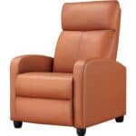 Brown Faux Leather Push Back Recliner Chair with Adjustable Settings