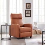 Brown Faux Leather Push Back Recliner Chair with Adjustable Settings