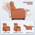 Brown Faux Leather Push Back Recliner Chair with Adjustable Settings