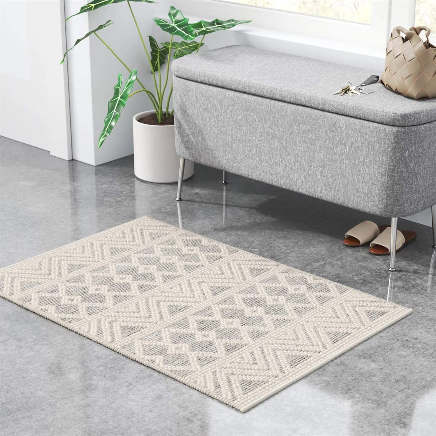 Hand Woven Wool Blend Grey Beige Persian Style Area Rug 1 Hand Woven Wool Blend Grey Beige Persian Style Area Rug