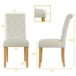 Beige Linen Button Tufted Dining Chairs with Wood Legs (Set of 2) 10 Beige Linen Button Tufted Dining Chairs with Wood Legs (Set of 2)