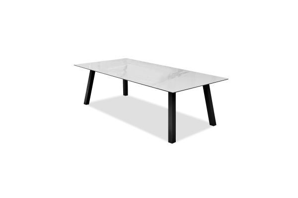 TEMPLETON Dining Table Black Powder Coated Legs White Ceramic Top 2