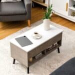 Mid-Century Lift-Top Coffee Table Laptop Desk with Storage