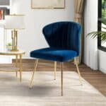 Teal Velvet Wingback Accent Chair with Gold Metal Legs