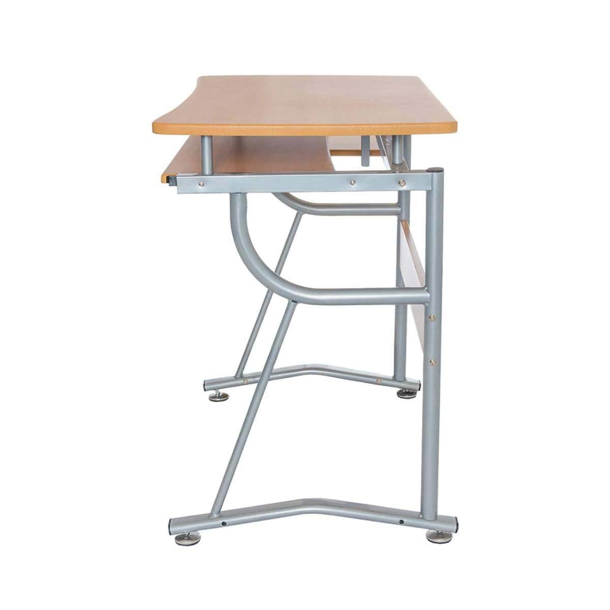 Compact Space-Saving Computer Desk with Cherry Finish and Shelves 4 Compact Space-Saving Computer Desk with Cherry Finish and Shelves - Image 4