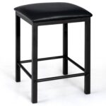 Modern Faux Marble Table and Black Stools Dining Set (3-Piece)