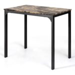 Modern Faux Marble Table and Black Stools Dining Set (3-Piece)