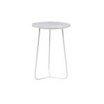 TRIPOLI Tall White Marble End Table White Powder Coated Base