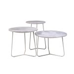 TRIPOLI White Marble Medium End Table White Powder Coated Base