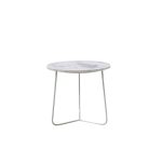 TRIPOLI White Marble Medium End Table White Powder Coated Base