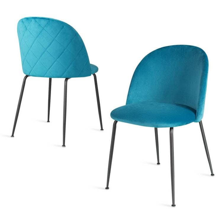 Modern Teal Velvet Dining Chairs with Metal Legs (Set of 2) 1 Modern Teal Velvet Dining Chairs with Metal Legs (Set of 2)
