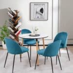Modern Teal Velvet Dining Chairs with Metal Legs (Set of 2) 7 Modern Teal Velvet Dining Chairs with Metal Legs (Set of 2)