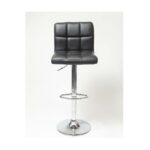 Adjustable Height Bar Stools with Black Faux Leather Cushion (Set of 2)