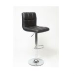 Adjustable Height Bar Stools with Black Faux Leather Cushion (Set of 2)