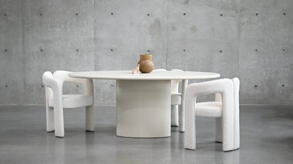 TUGG 71 Inch Ivory MicroSkin Oval Dining Table 2 2