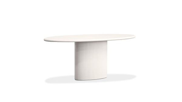 TUGG 71 Inch Ivory MicroSkin Oval Dining Table 4