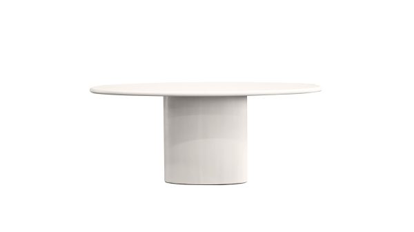 TUGG 87 Inch Ivory Microskin Oval Dining Table 1 2