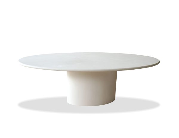 TUGG 87 Inch Ivory Microskin Oval Dining Table 3