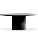 TUGG Oval Dining Table Black Microskin Finish Water Resistant MDF