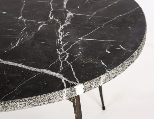 TUKTUK Black Marquina Marble Coffee Table with Iron Legs 1