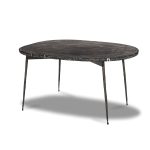 TUKTUK Black Marquina Marble Coffee Table with Iron Legs