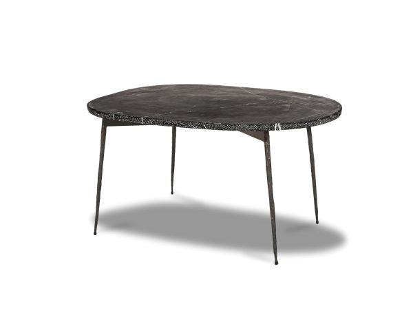 TUKTUK Black Marquina Marble Coffee Table with Iron Legs