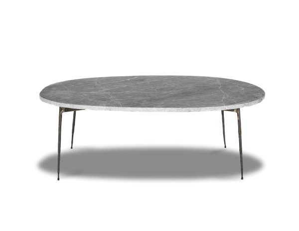 TUKTUK Large Silver Grey Marble Coffee Table Black Iron Legs 1
