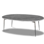 TUKTUK Large Silver Grey Marble Coffee Table Black Iron Legs