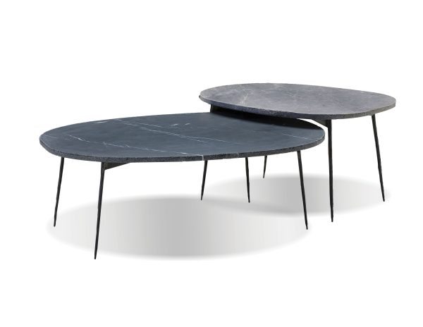TUKTUK Large Silver Grey Marble Coffee Table Black Iron Legs 2