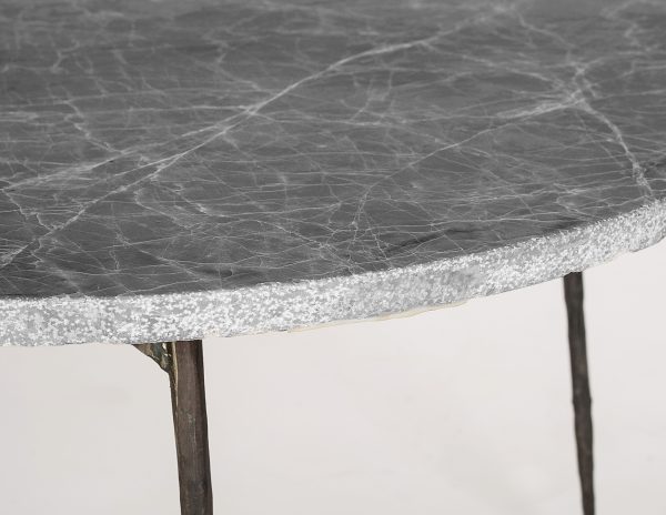 TUKTUK Large Silver Grey Marble Coffee Table Black Iron Legs 3