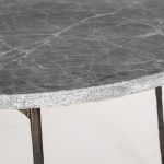 TUKTUK Small Grey Marble Coffee Table Black Hammered Iron