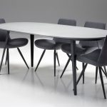 TULUM Oval Grey Concrete Dining Table Black Steel Legs