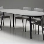 TULUM Oval Grey Concrete Dining Table Black Steel Legs