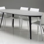 TULUM Oval Grey Concrete Dining Table Black Steel Legs