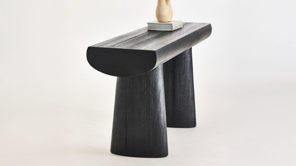 TUNDRA Matte Black Pine Console Table 3