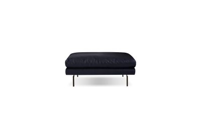 TUX Black Leather Ottoman with Black Powder Coated Legs