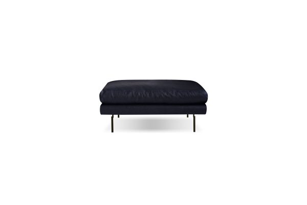 TUX Black Leather Ottoman with Black Powder Coated Legs