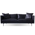TUX Black Leather Sofa Black Powder Coated Legs