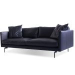 TUX Black Leather Sofa Black Powder Coated Legs