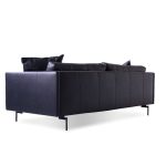 TUX Black Leather Sofa Black Powder Coated Legs