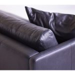 TUX Black Leather Sofa Black Powder Coated Legs